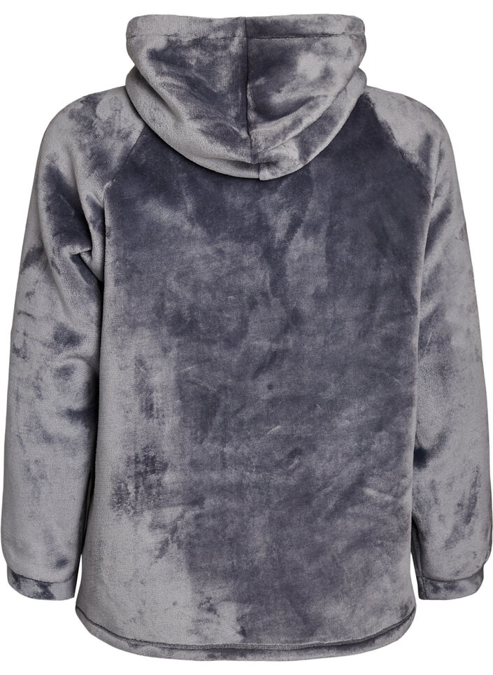 Hoodie aus Velours mit K&auml;ngurutasche, Grau, Packshot image number 1