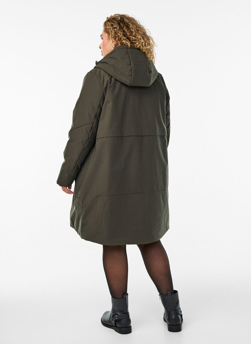 Winterjacke mit verstellbarer Taille, Gr&uuml;n, Model image number 2