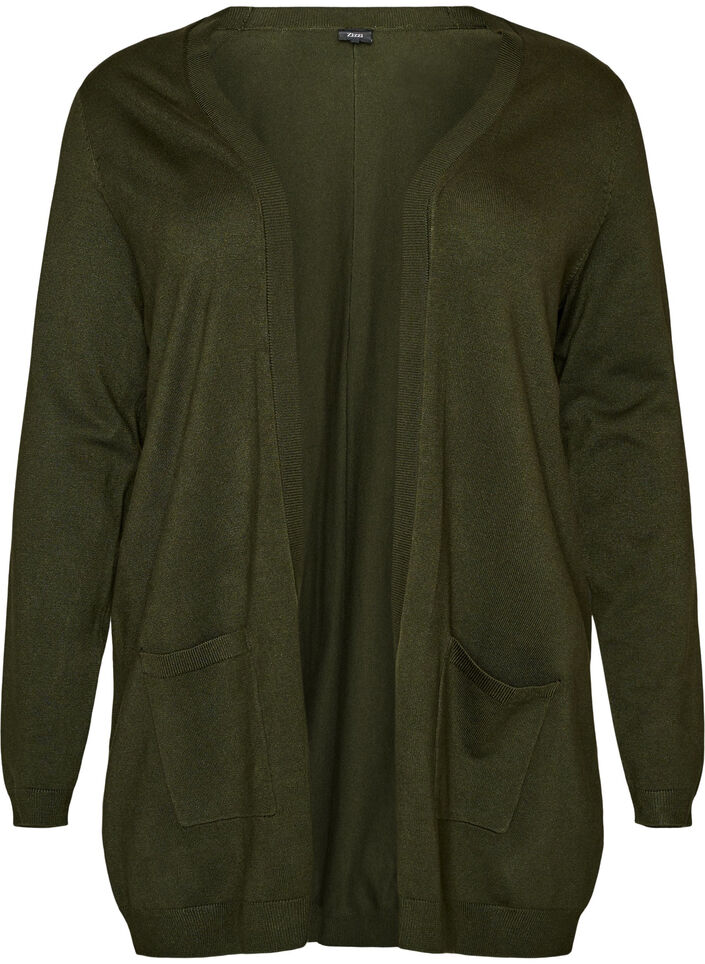 Lange Strickjacke aus einer Viskosemischung, Gr&uuml;n, Packshot image number 0
