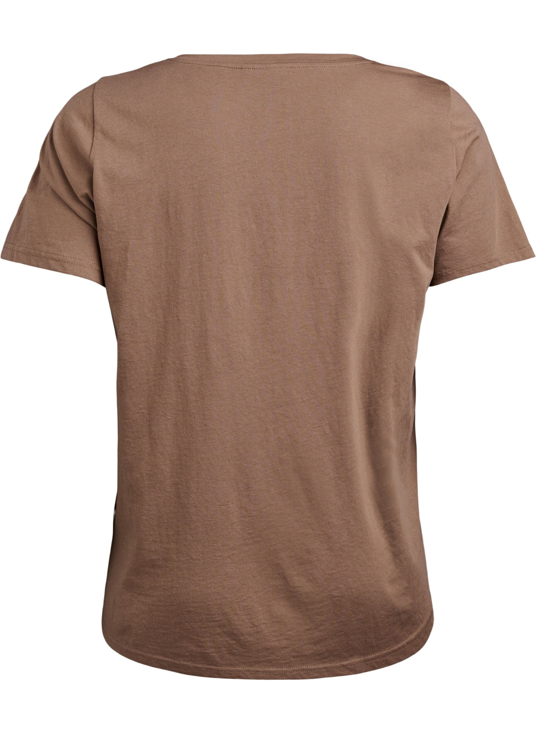 Zizzi FLASH - T-Shirt mit V-Ausschnitt, Braun, Packshot image number 1