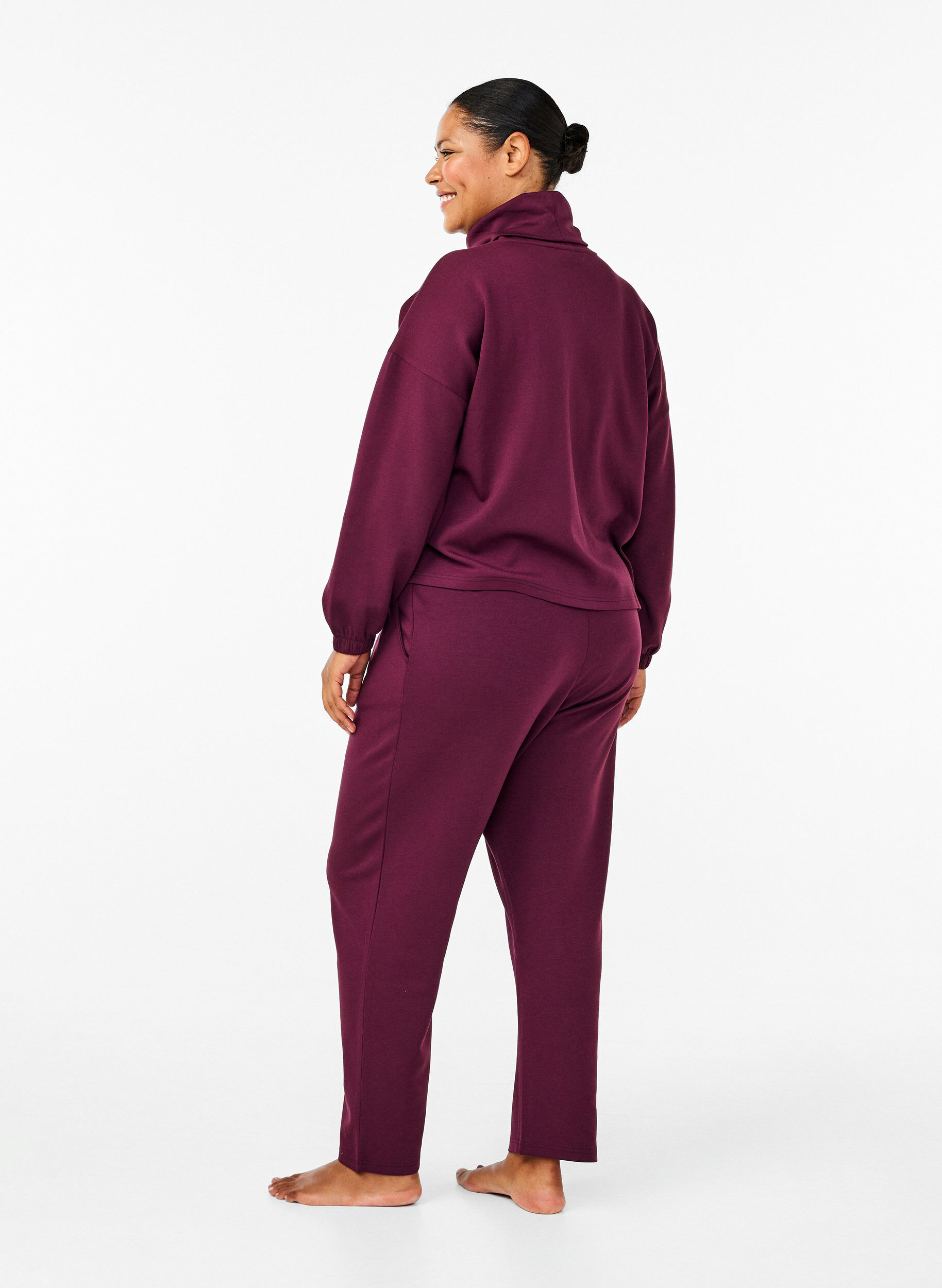 Zizzi Lockere Hose aus Modal-Mix, Rot, Model image number 1