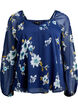 Bluse aus Chiffon mit gebl&uuml;mtem Print und langen &Auml;rmeln, Blau, Packshot image number 0