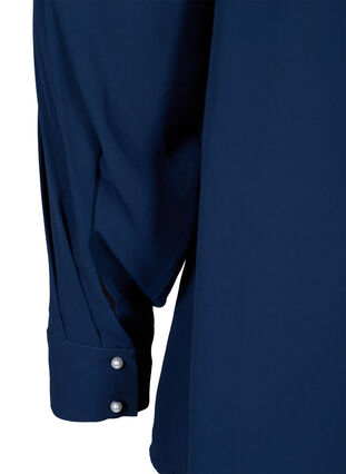 Langarm Bluse mit hohem Kragen, Navy Blazer, Packshot image number 3