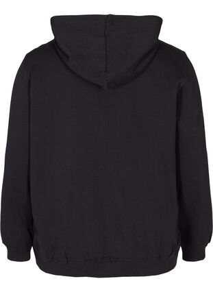 Baumwoll-Sweatshirtjacke mit Kapuze, Black, Packshot image number 1