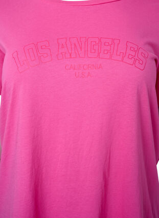 T-Shirt aus Baumwolle mit Textprint, Shocking Pink W. LOS, Packshot image number 2