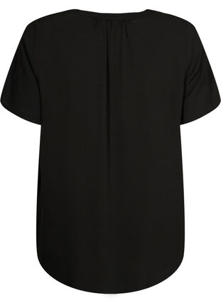 Bluse mit kurzen Ärmeln und V-Ausschnitt , Black, Packshot image number 1