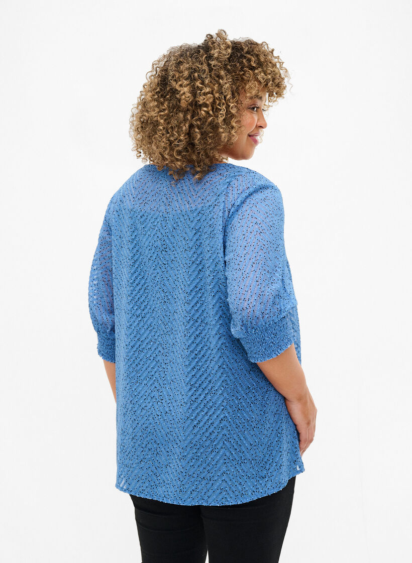 Gepunktete Bluse mit kurzen Ärmeln, Riverside Dot, Model image number 1