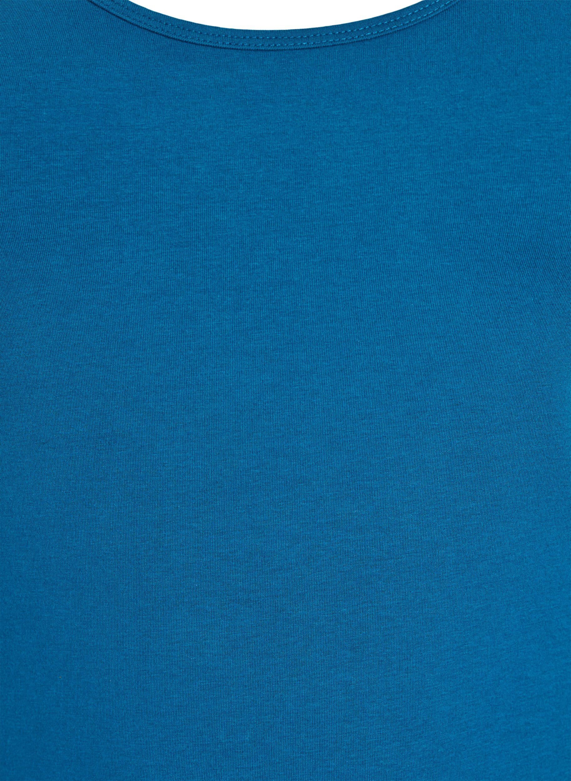 Zizzi Solide Farbe Grundoberteil aus Baumwolle, Petrol, Packshot image number 2