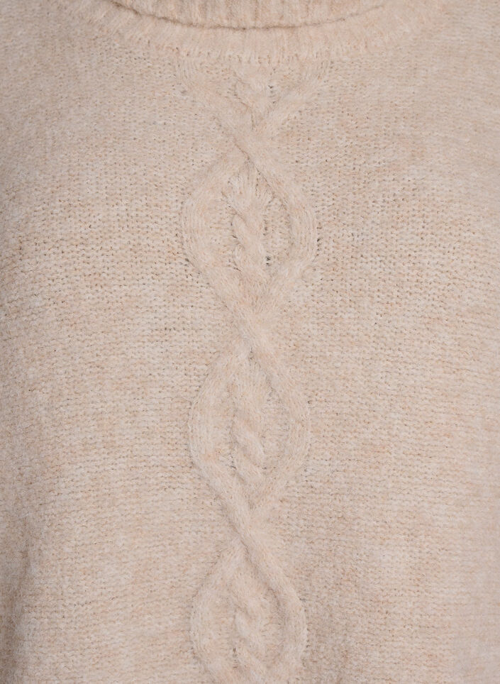 Pullover mit Rollkragen und Zopfmuster, Vanille, Packshot