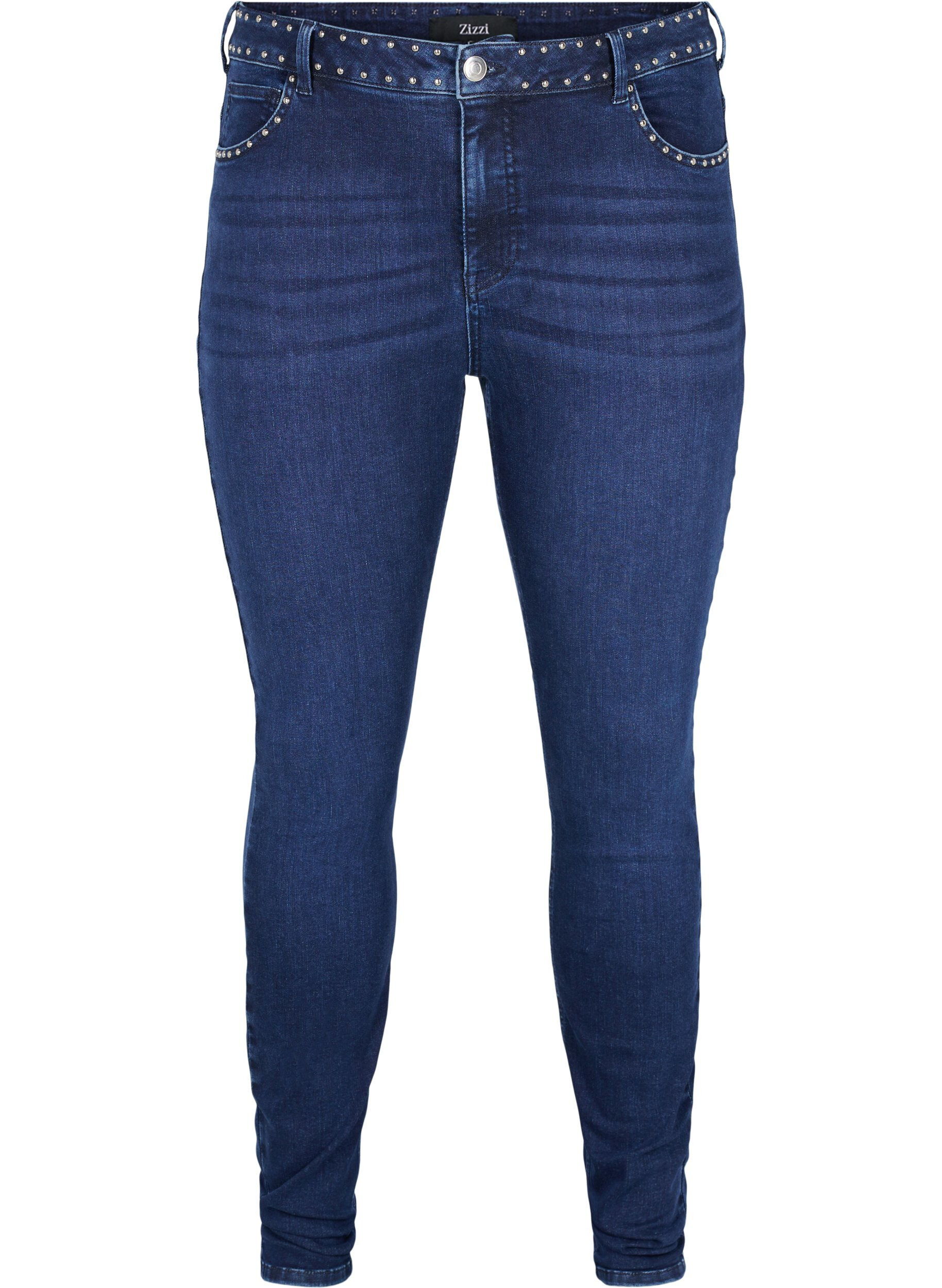 Zizzi Super Slim Amy Jeans mit Nieten, Dark blue, Packshot image number 0