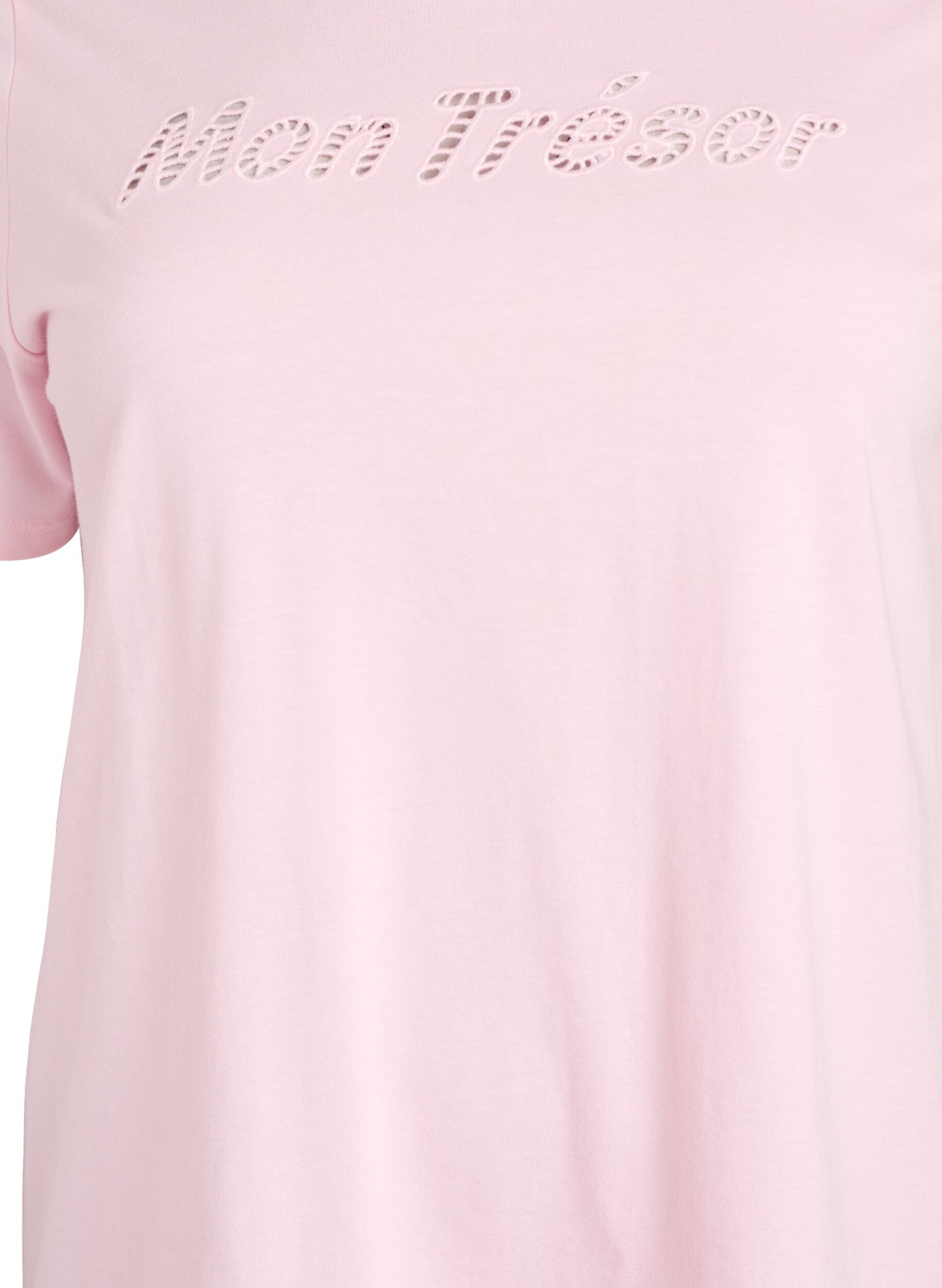 Zizzi T-Shirt aus Baumwolle mit dekorativem Frontdetail, Pink, Packshot image number 2