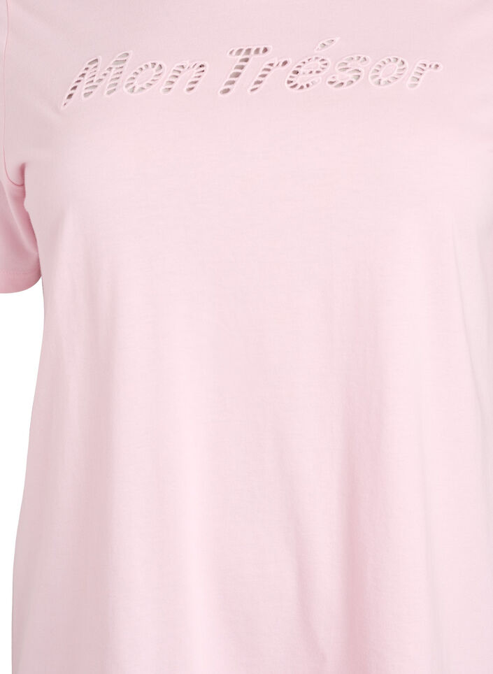 T-Shirt aus Baumwolle mit dekorativem Frontdetail, Pink, Packshot image number 2