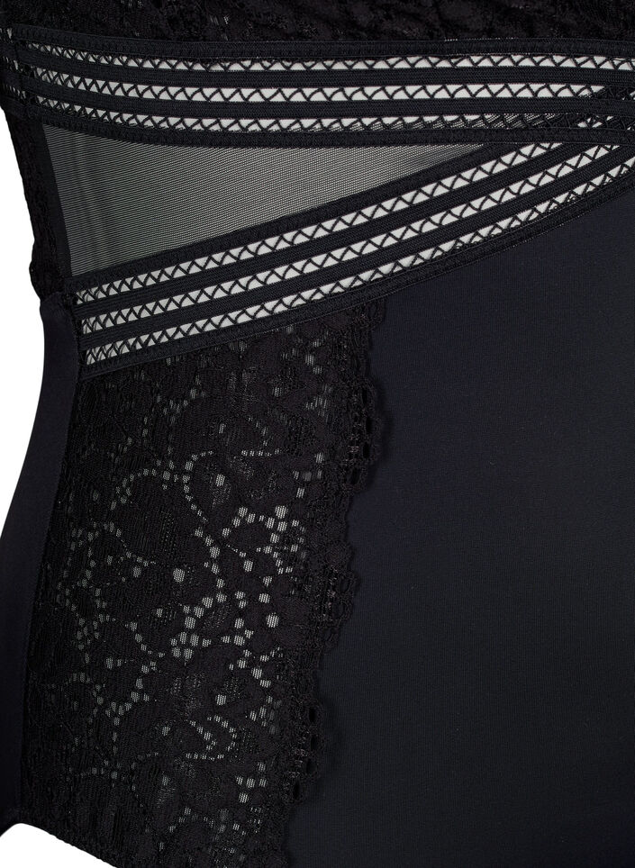 Bodystocking mit Spitze und Aussparungen, Black, Packshot image number 3
