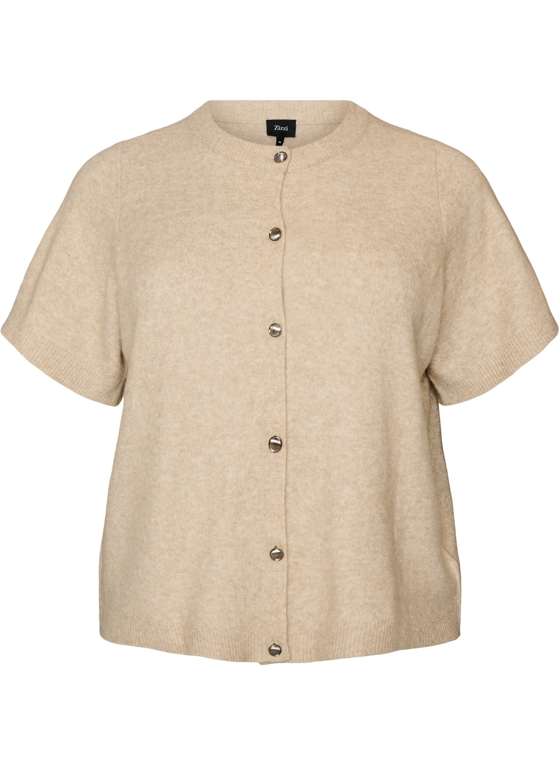 ZizziStrickjacke mit kurzen &Auml;rmeln, Beige, Packshot image number 0