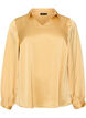 Bluse mit Hemdkragen und V-Ausschnitt, Gelb, Packshot image number 0