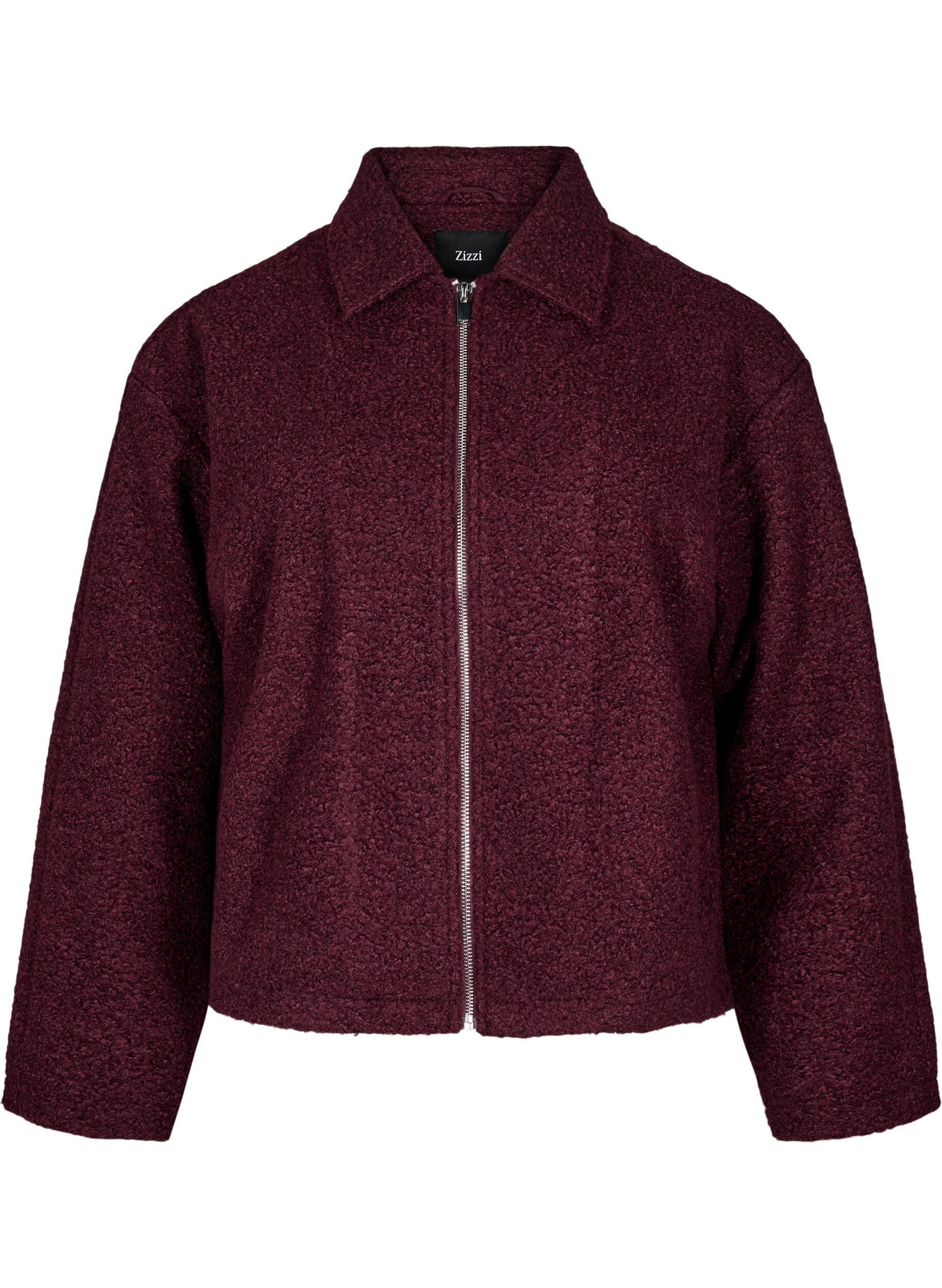 Zizzi Kurze Jacke mit Rei&szlig;verschluss, Dunkles Bordeaux, Packshot image number 0