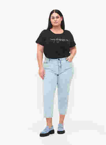 Kurzärmliges T-Shirt aus Baumwolle mit Gummizug am Saum, Black W. Now, Model image number 2