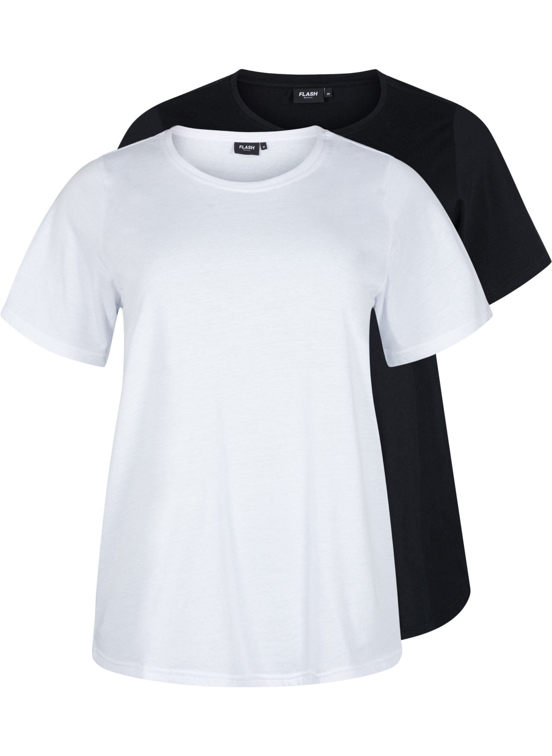 Zizzi FLASH - 2er-Pack T-Shirts mit Rundhalsausschnitt, White/Black, Packshot image number 0