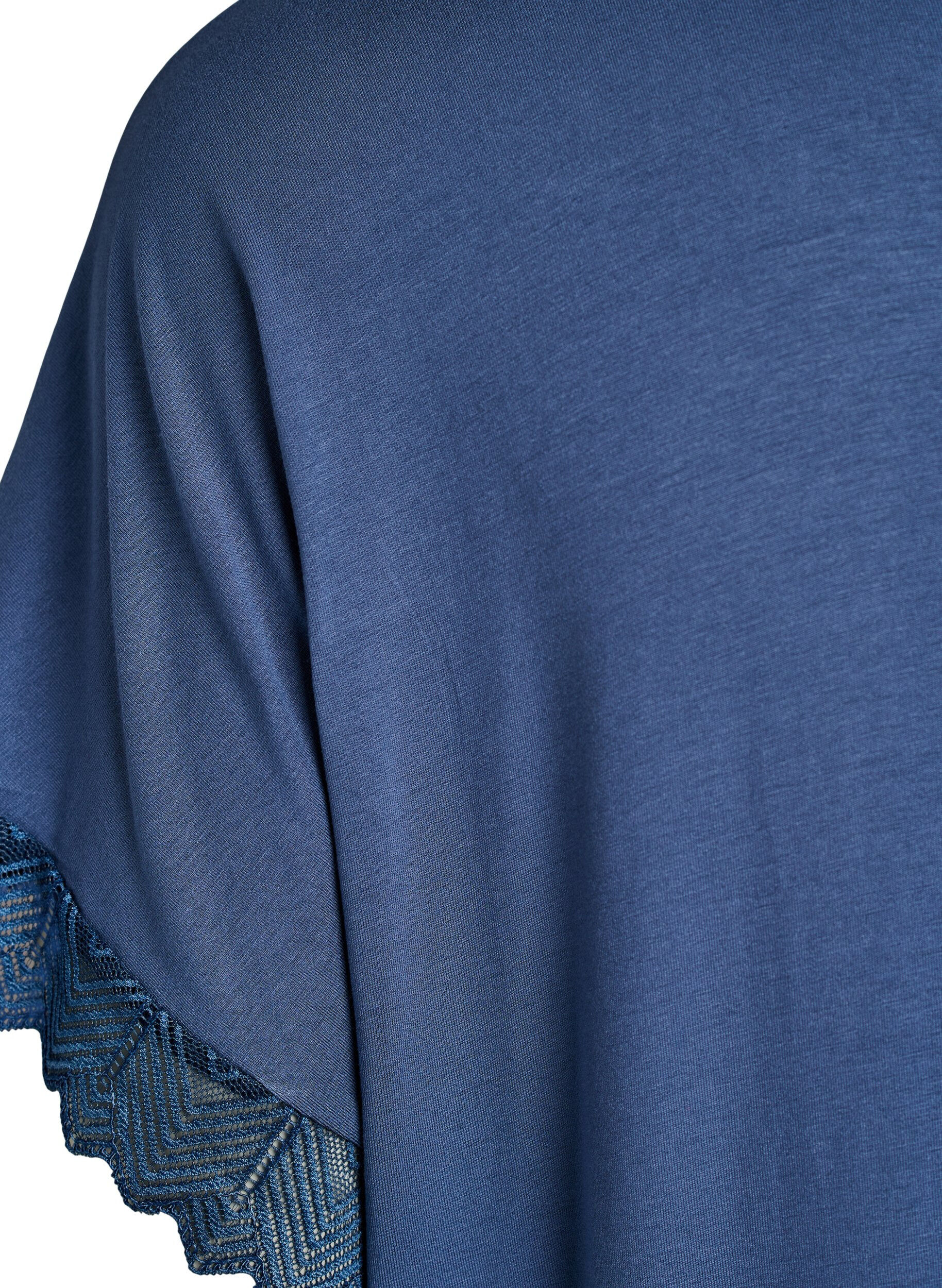 Zizzi Nachthemd aus Viskose mit kurzen &Auml;rmeln und Spitzen, Blau, Packshot image number 3