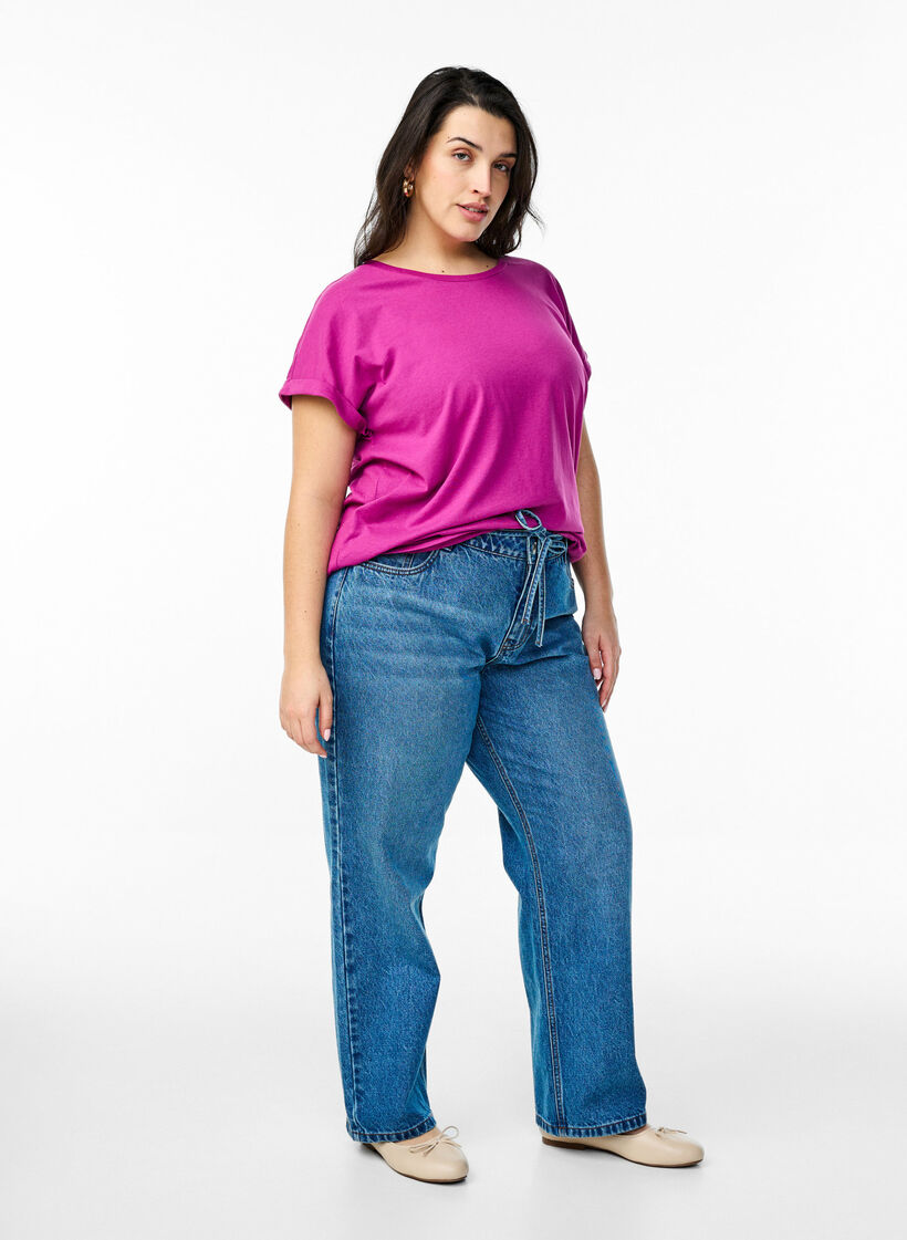 T-Shirt aus Baumwollmischung mit kurzen &Auml;rmeln, Lila, Model image number 1