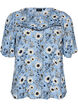Gebl&uuml;mte Bluse mit kurzen &Auml;rmeln, Blau, Packshot image number 0