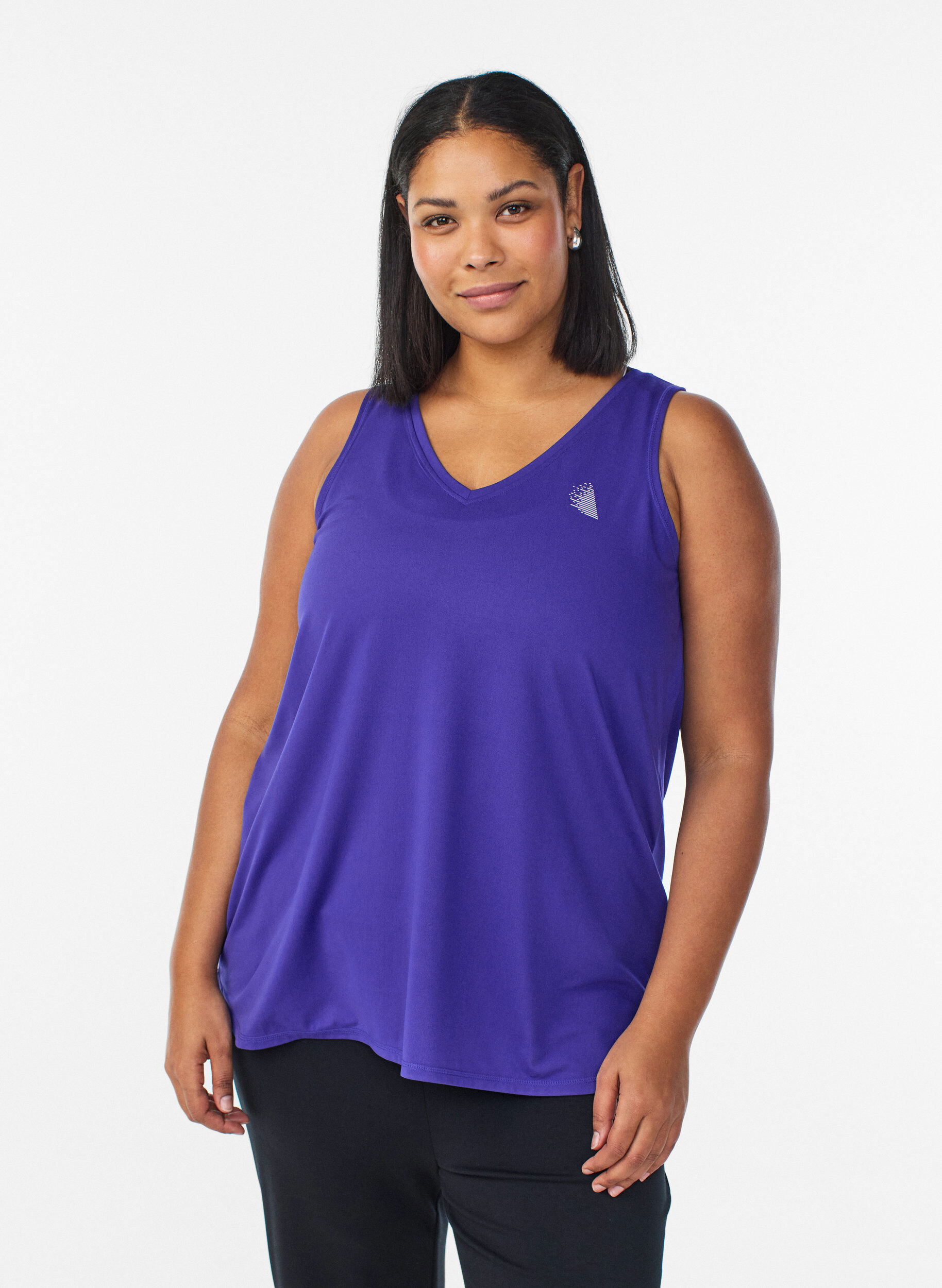 Zizzi Sports top with V-neck, Purple, Model image number 0
