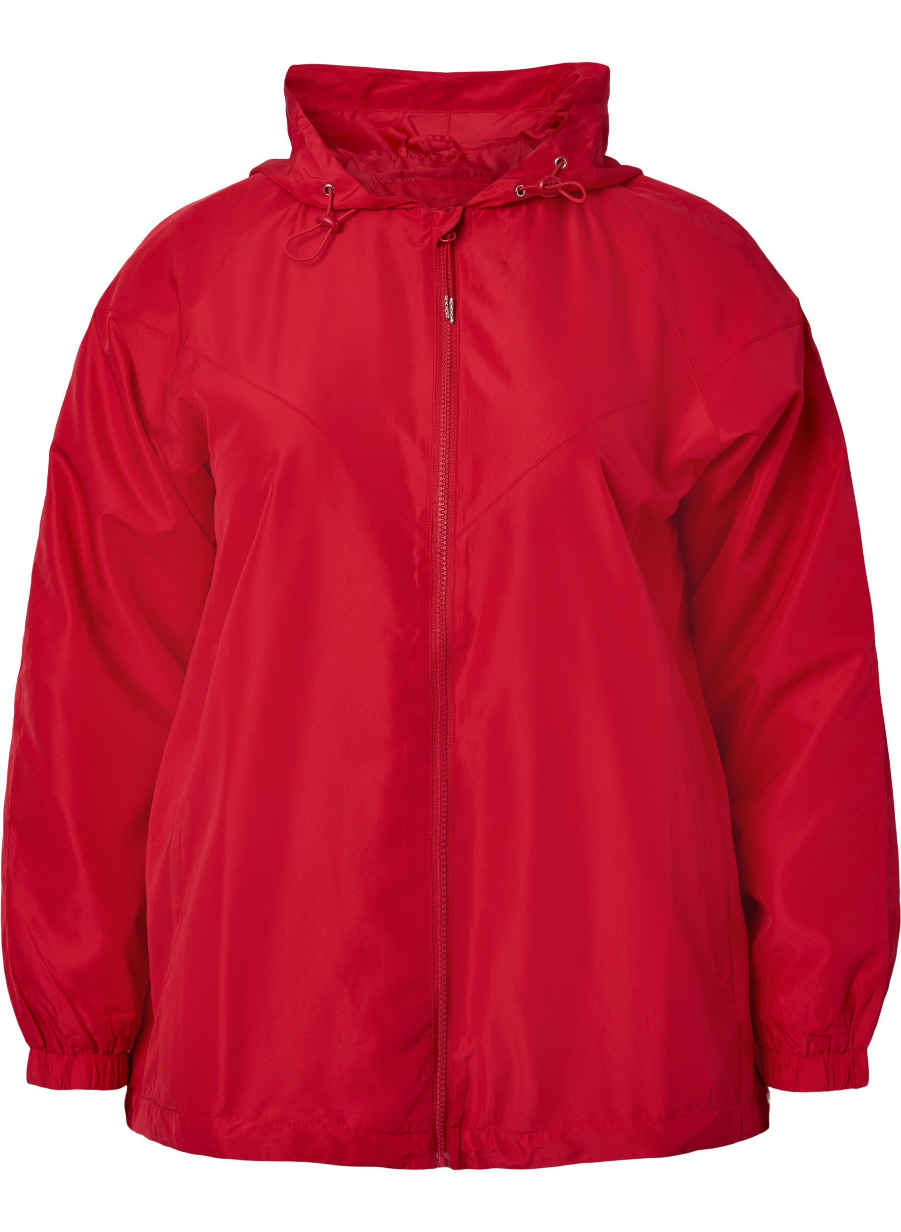 Zizzi Kurze Jacke mit Kapuze und verstellbarer Saum, Tango Red, Packshot image number 0