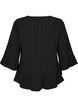 Bluse mit Struktur, V-Ausschnitt und R&uuml;schen, Schwarz, Packshot image number 1