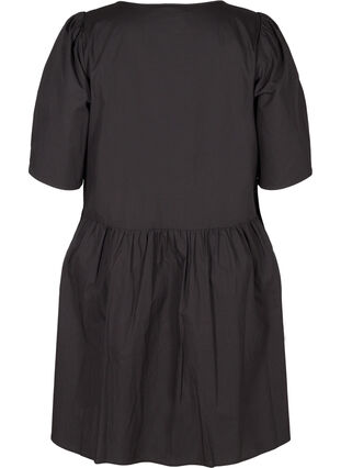 Hemdkleid aus Baumwolle mit Puffärmeln, Black, Packshot image number 1