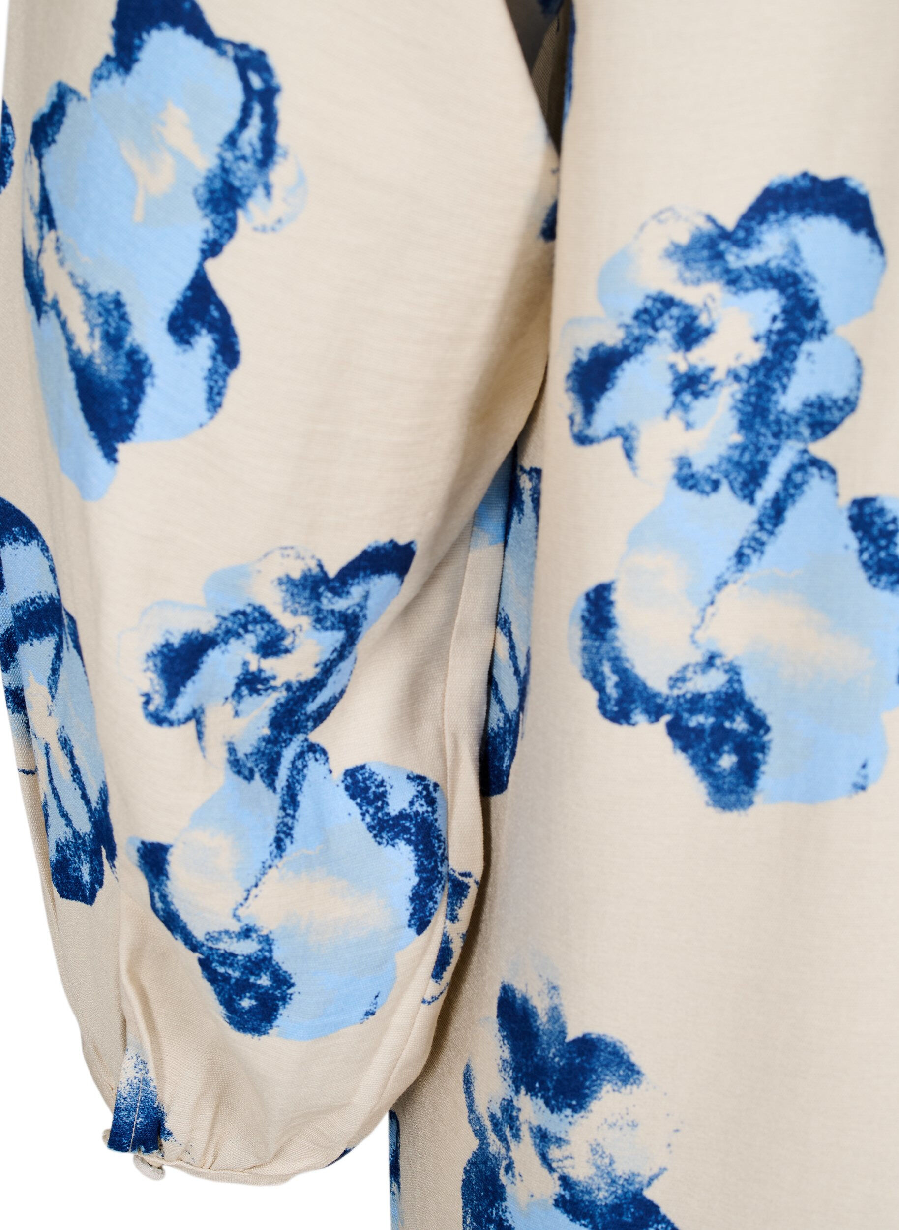 Zizzi Midikleid mit langen &Auml;rmeln und A-Linie, Vanille, Packshot image number 3