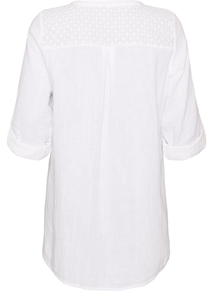 Tunika aus Baumwollmusselin mit Broderie Anglaise, Wei&szlig;, Packshot image number 1