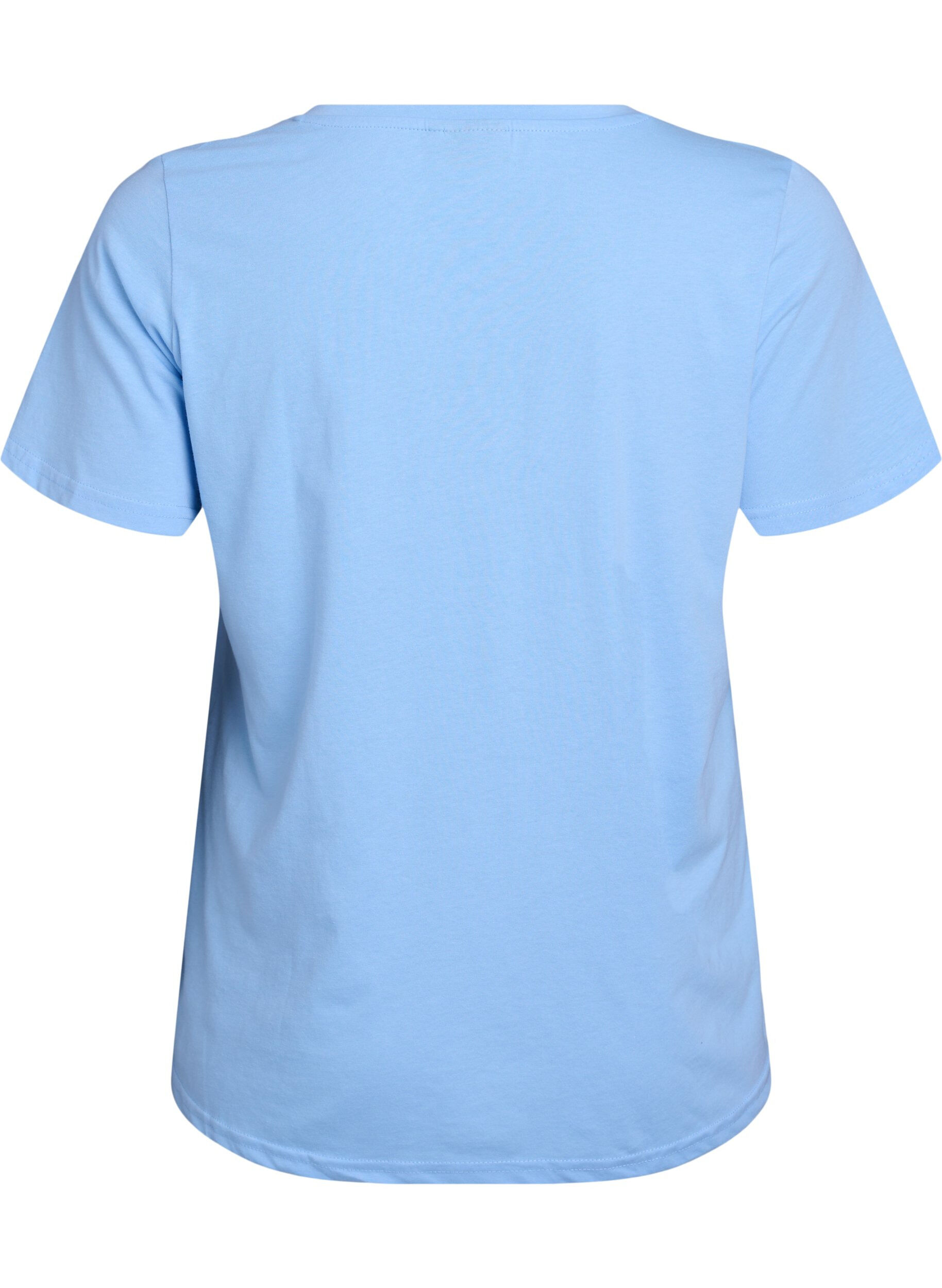 Zizzi Kurz&auml;rmeliges T-Shirt mit V-Ausschnitt, Blau, Packshot image number 1