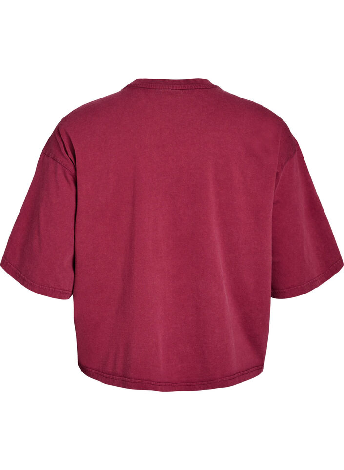 Kurzes T-Shirt mit Lockere Passform, Dunkles Bordeaux, Packshot image number 1