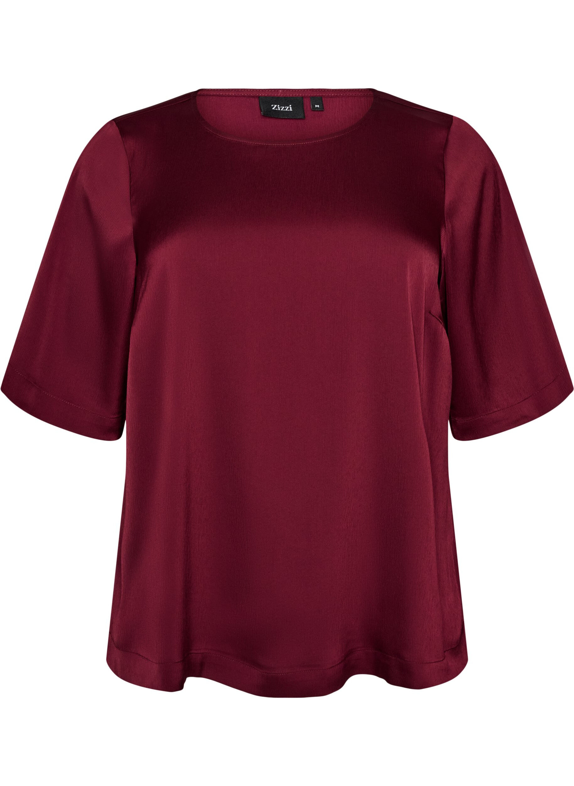 Bluse aus Satin mit ellenbogenlangen &Auml;rmeln