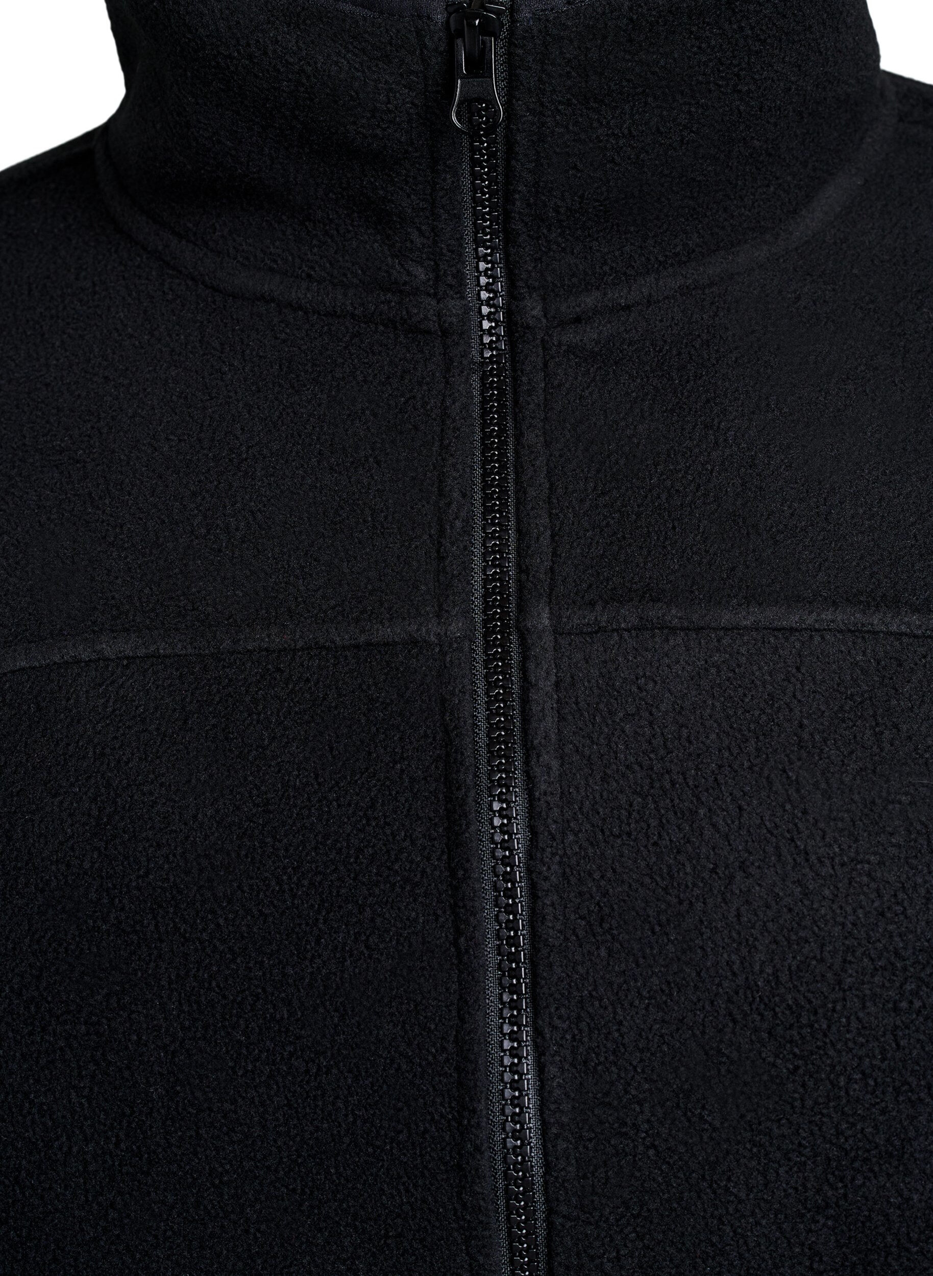 Zizzi Fleecejacke mit Taschen, Schwarz, Packshot image number 2