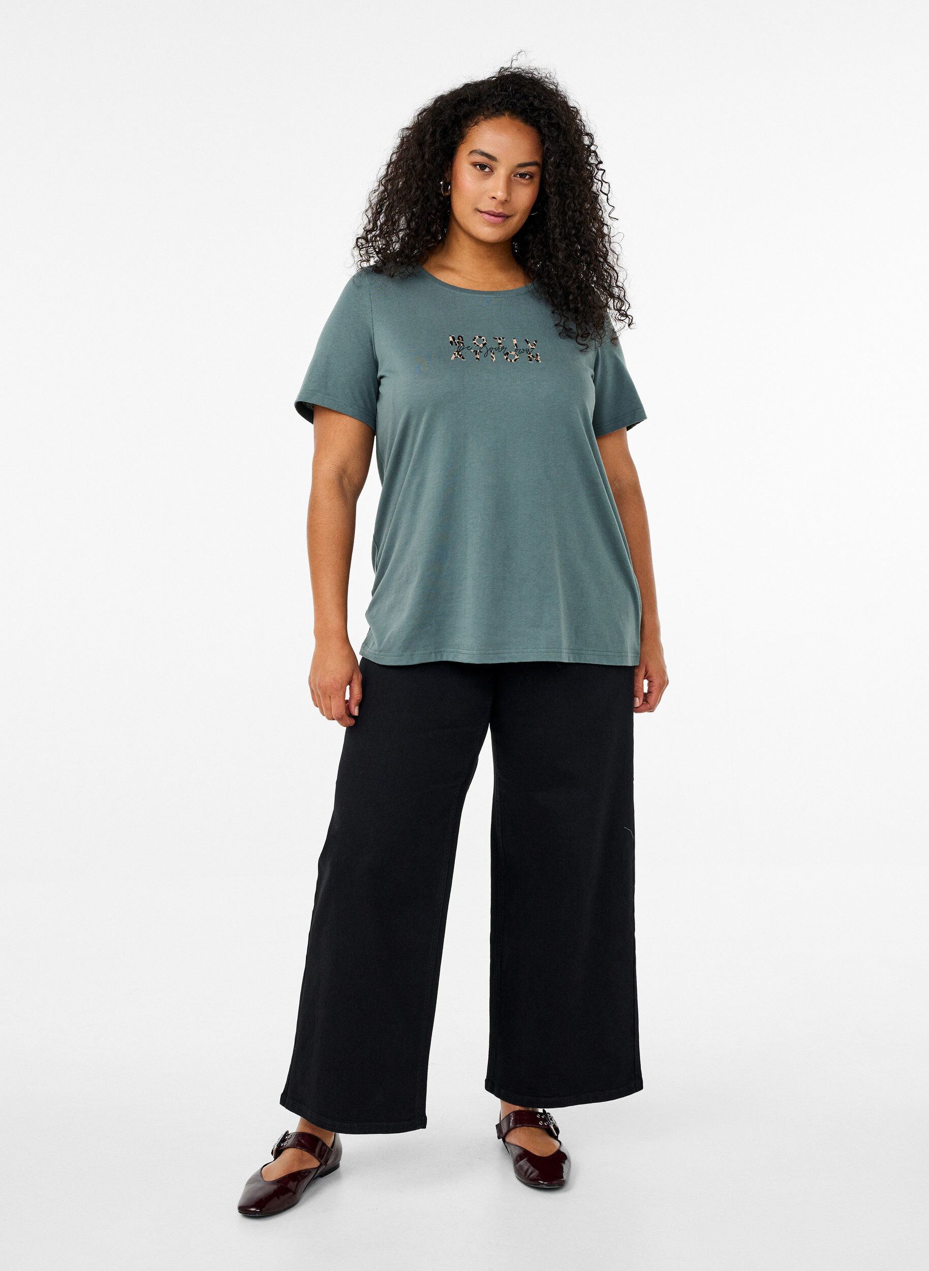 Zizzi FLASH - T-Shirt mit Print, Gr&uuml;n, Model image number 1