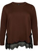 Bluse aus Jersey mit Spitzen, Braun, Packshot image number 0