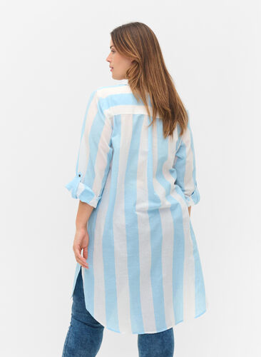 gestreiftes Baumwollhemd mit 3/4 Ärmeln, Blue Bell Stripe, Model image number 1
