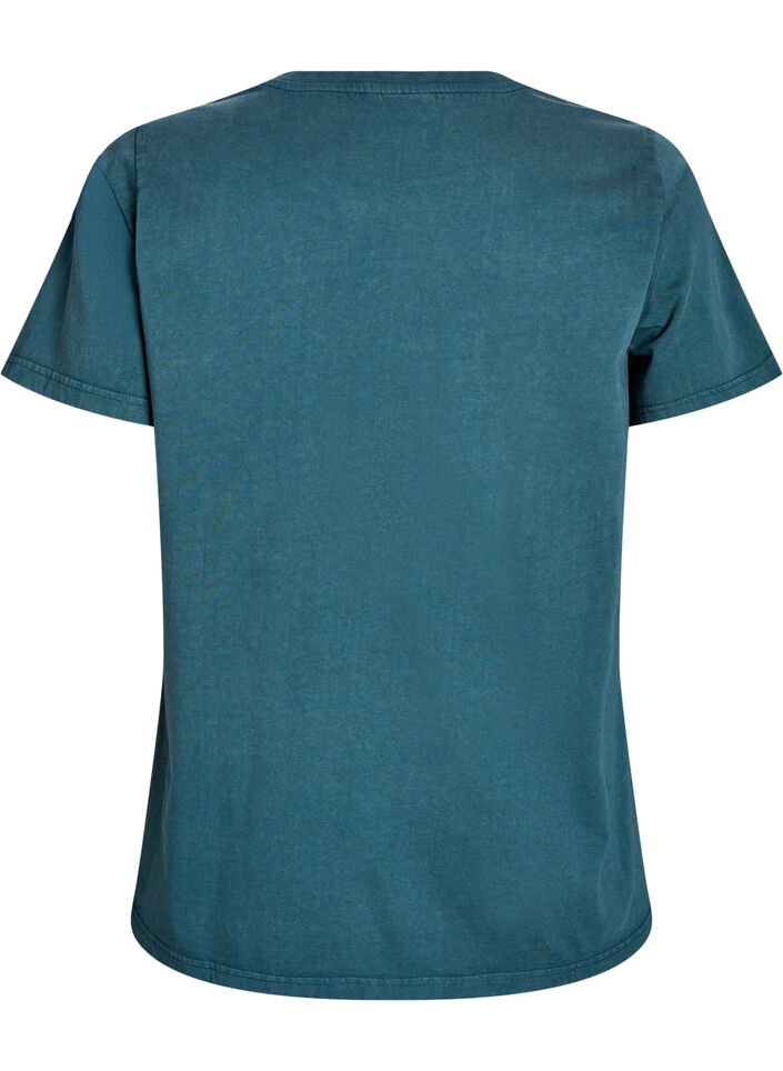 T-Shirt aus Bio-Baumwolle mit Washed-Look, Petrol, Packshot image number 1