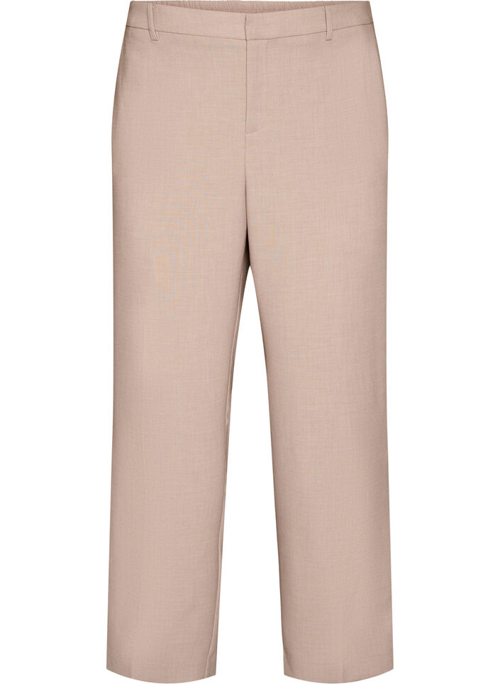 Taillierte Hose mit hoher Taille und gerader Passform, Beige, Packshot image number 0