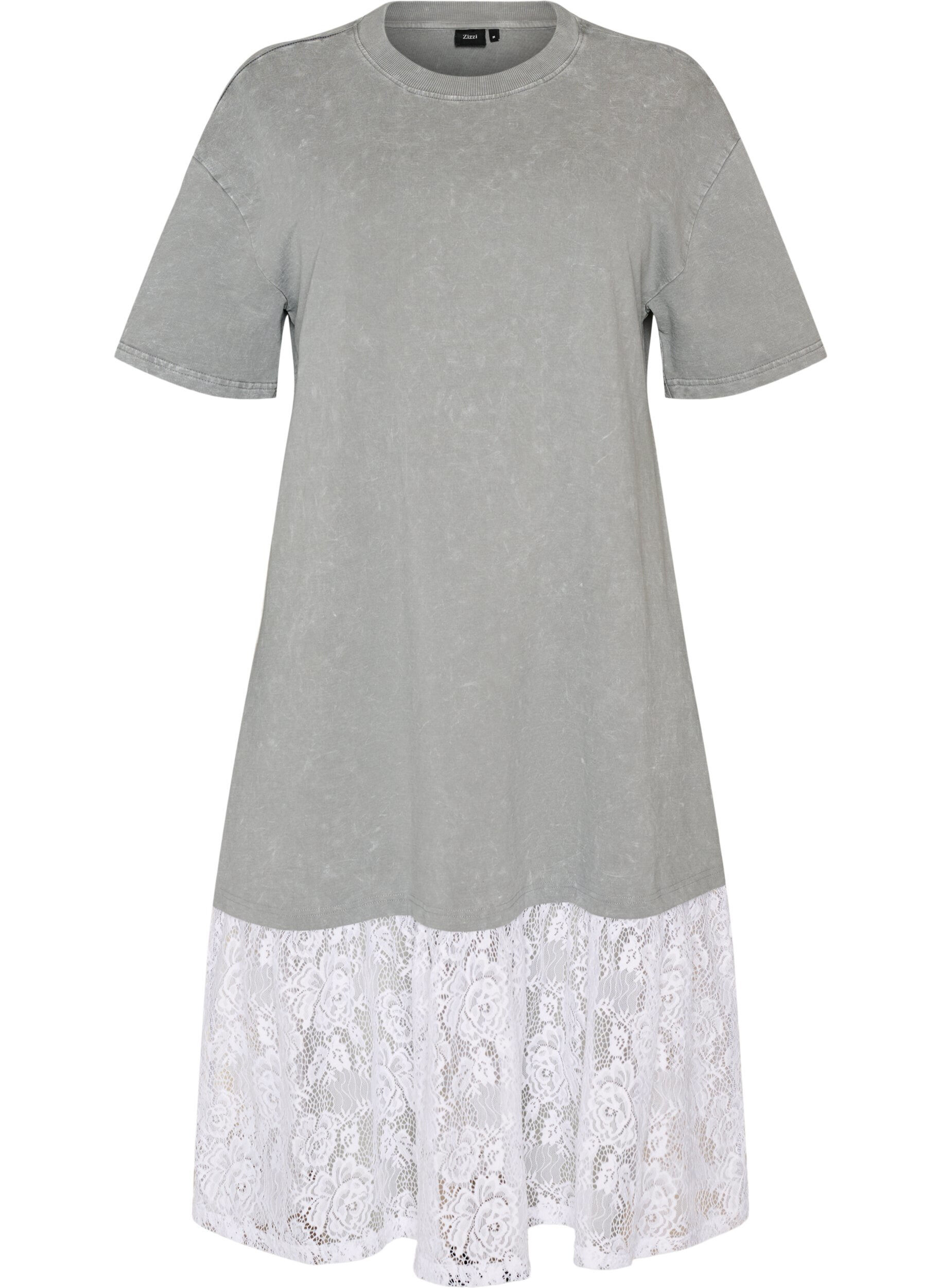 Lockeres T-Shirt-Kleid mit Spitzen