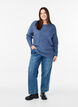Melierte Strickbluse mit Rundhalsausschnitt, Blau, Model image number 1