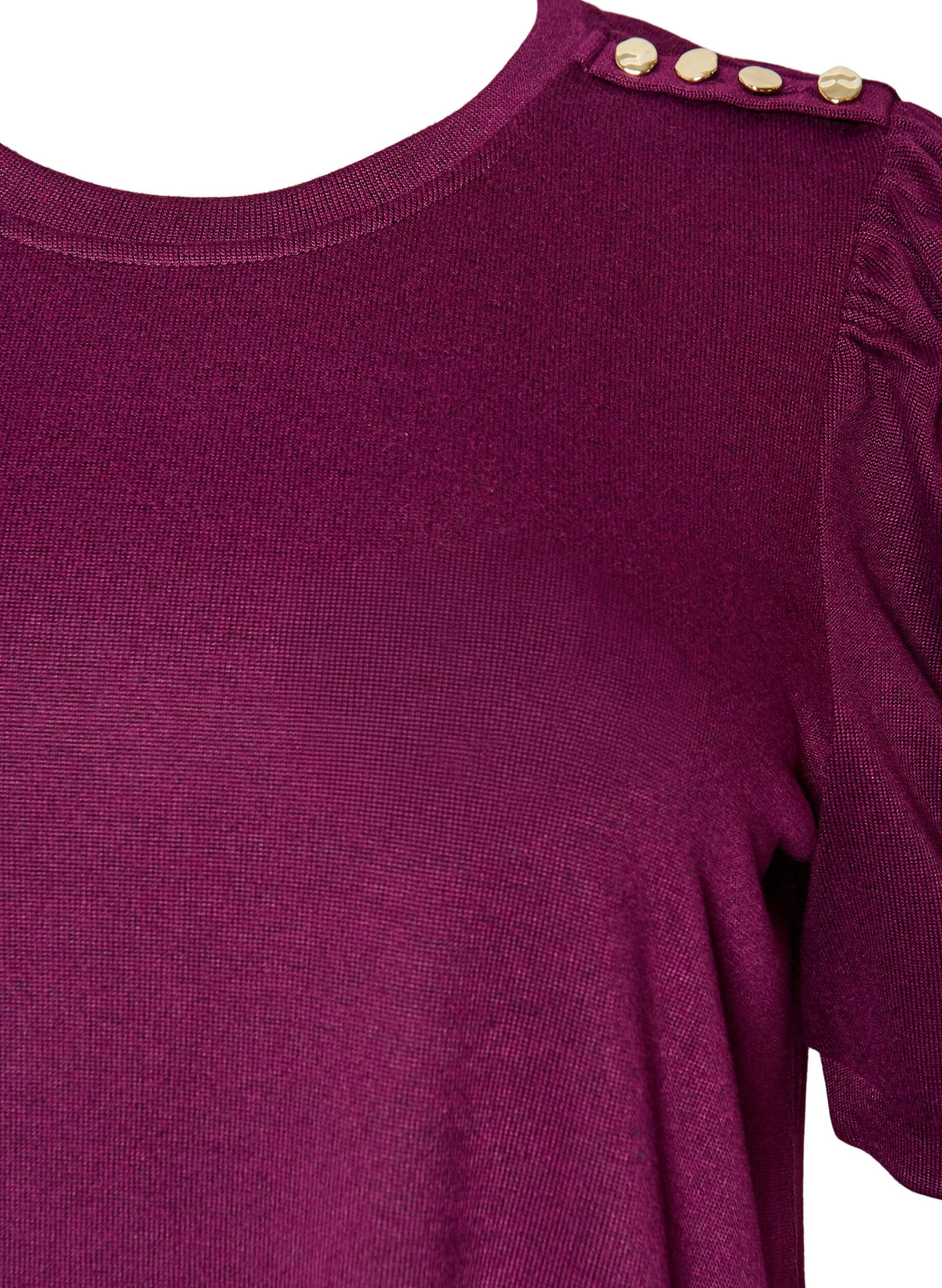 ZizziBluse mit Knopfdetail und kurzen Puff&auml;rmeln, Dunkles Bordeaux, Packshot image number 2