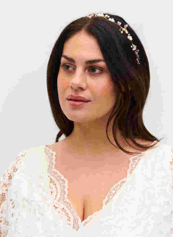 Stirnband mit Perlen, Pearl, Model image number 1