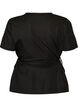 Bluse aus einer Baumwollmischung mit V-Ausschnitt und Bindeband, Schwarz, Packshot image number 1