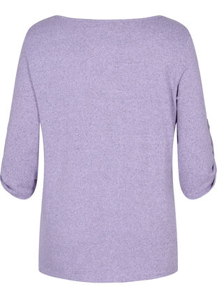 Bluse mit Knöpfen und 3/4-Ärmeln, Purple Melange, Packshot image number 1
