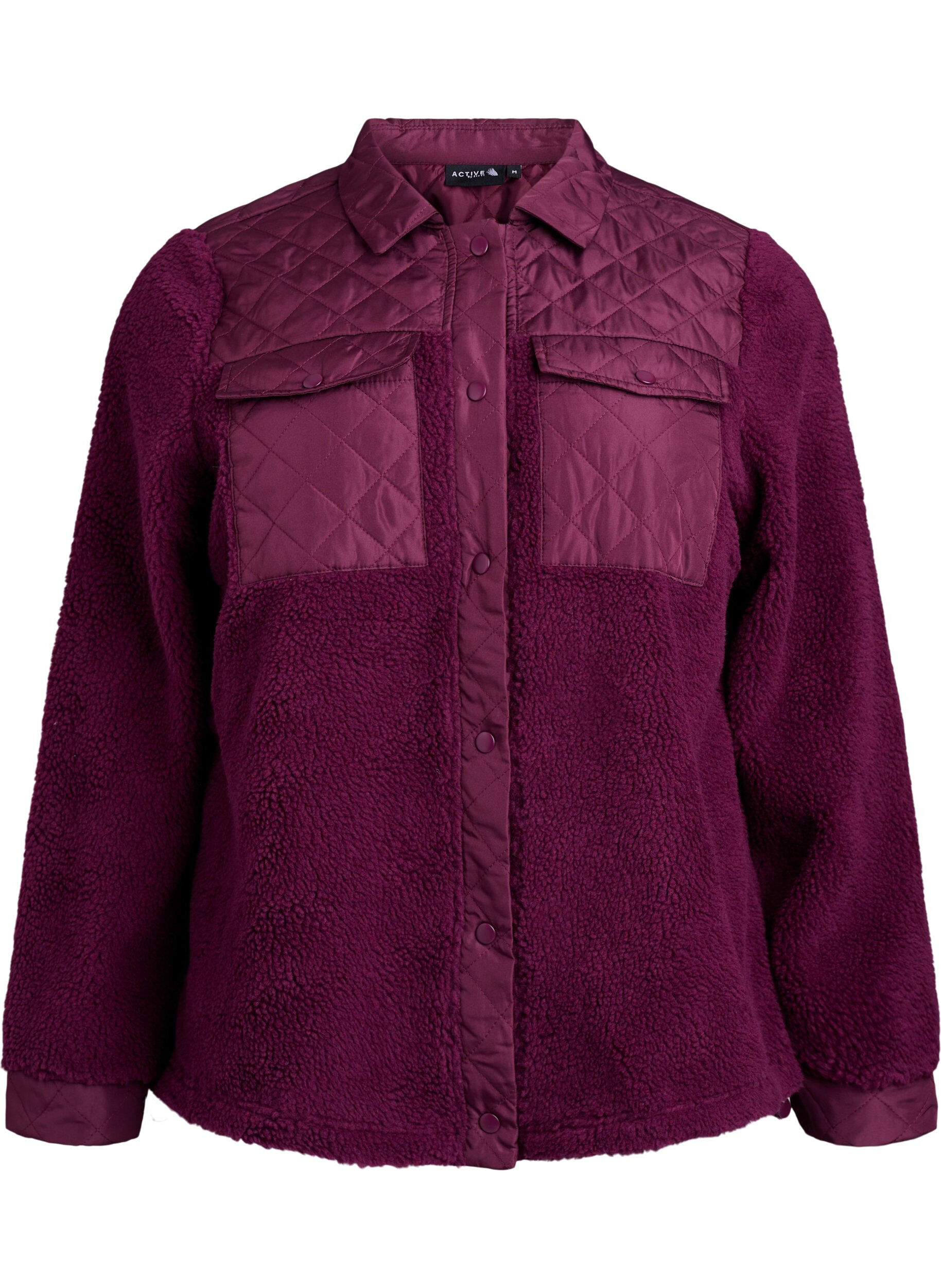 Zizzi Fleecejacke mit gesteppten Details , Rot, Packshot image number 0