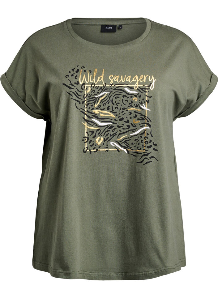 T-Shirt mit Animal-Print und Text, Thyme W. Wild, Packshot image number 0