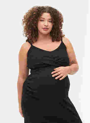 Schwangerschaftskleid aus Ripp, Black, Model image number 2