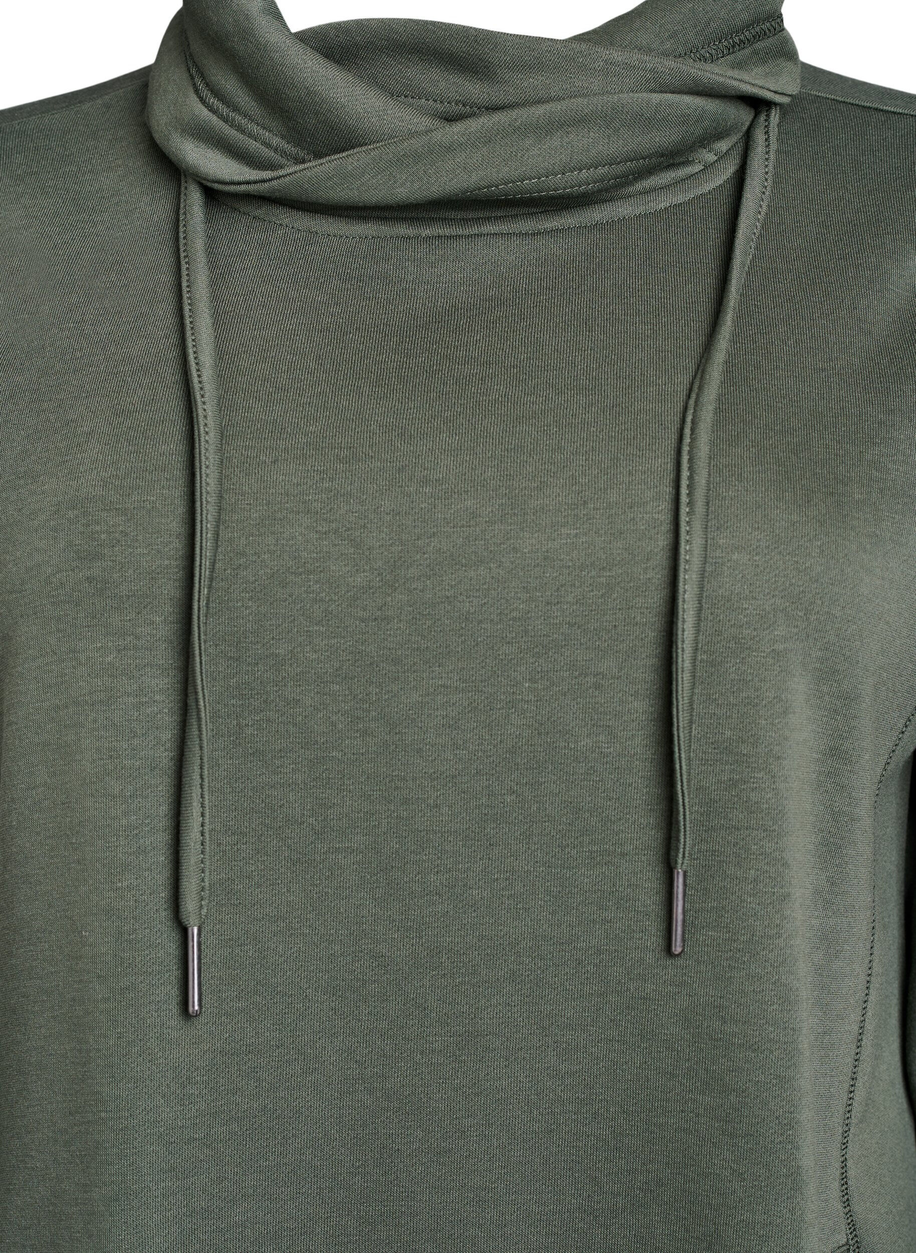 Zizzi FLASH - Kurzes Sweatshirtkleid mit Stehkragen und Taschen, Gr&uuml;n, Packshot image number 2